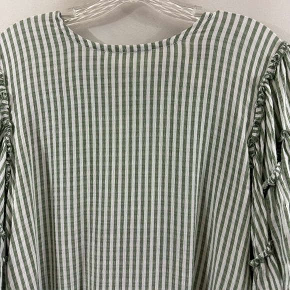 ANTHROPOLOGIE Pilcro Sybil Ruffle Sleeve Blouse Flowy Tiered Sleeve Tie Back S - Picture 3 of 10